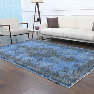 6x10 Vintage Turkish Rugs, Oushak Rug,  Oriental Carpet, Blue Carpet, Bohemian Farmhouse Decor Living Room Rug, One-of-a-Kind, Anatolian