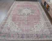 7x12 CRIMSON HERIZ PERSIAN Vintage Carpet, Oushak Handmade Wool Rug, Large Area Rugs, Farmhouse Decor, One-of-a-Kind, Oriental
