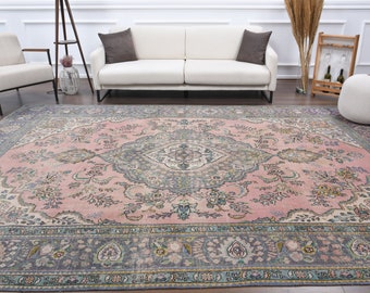 oushak rug handknotted rug AC 2041 turkish rug livingroom rug FREE SHIPPING 6.5 ft x 9.7 ft turkey wool rug oversize rug brown rug