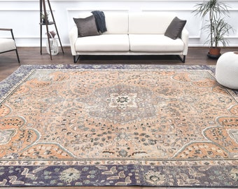 oushak rug handknotted rug AC 2041 turkish rug livingroom rug FREE SHIPPING 6.5 ft x 9.7 ft turkey wool rug oversize rug brown rug