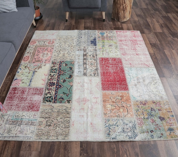トルコ製パッチワークラグ ヴィンテージ ラグ 132×66 パッチ