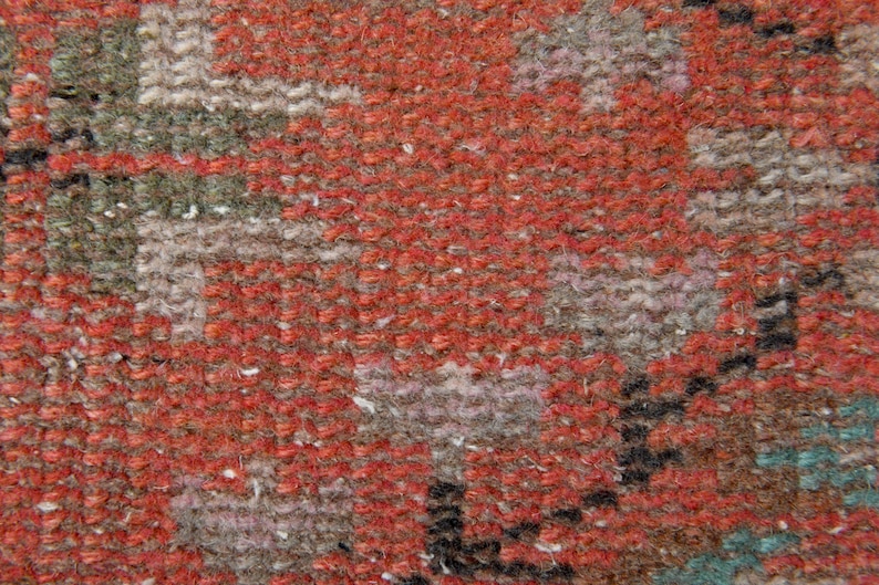 3x5 Vintage Turkish Oushak Rug, Handmade Wool Rug, Red Small Area Rugs