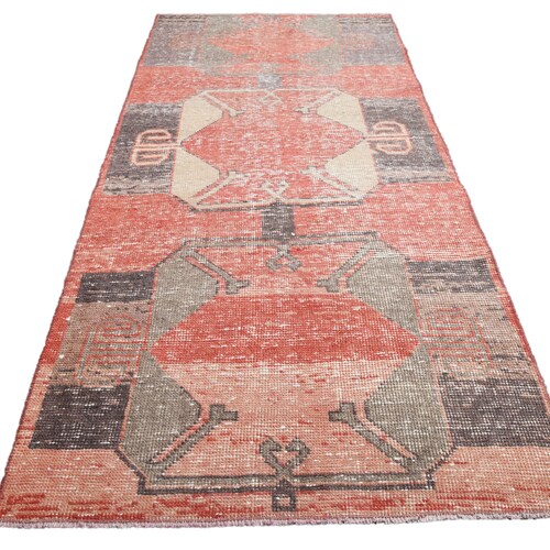 3x6 Turkish Vintage Rug, Oushak Rug, Handmade Wool Carpet, Red Small Room Rugs, Farmhouse Decor, One-of-a-Kind, Red shops Traditional Oriental