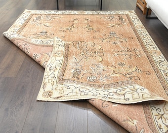 5x8 VINTAGE TURKISH Area Rug, Handmade Wool Rug, Farmhouse