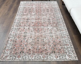 5x8 Ft, Red VINTAGE Rug, TURKISH Rug, OUSHAK Rug, Handmade, Wool