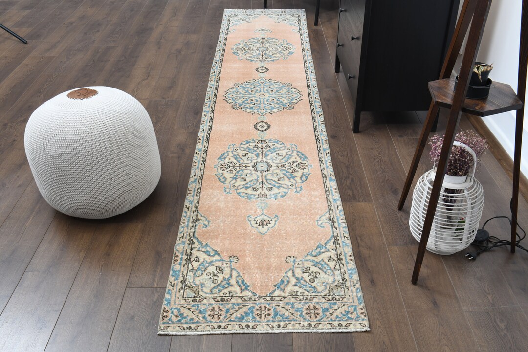 2x12 Vintage Turkish Rug Runner, Oushak Runner Rug, Handmade Wool Rug ...