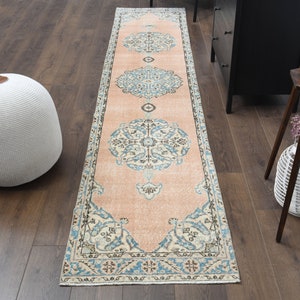 2x12 Vintage Turkish Rug Runner, Oushak Runner Rug, Handmade Wool Rug, Oriental Rugs, Farmhouse Decor, Bohemian Carpet, Pastel Colored Rug