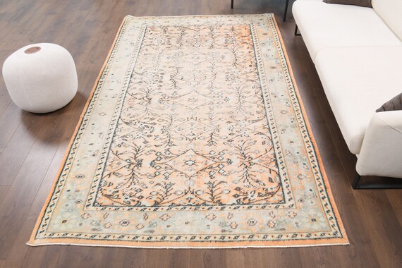 6x9 ANTIQUE RUG, Turkish Rug, Vintage Oushak Rug, Handmade Wool