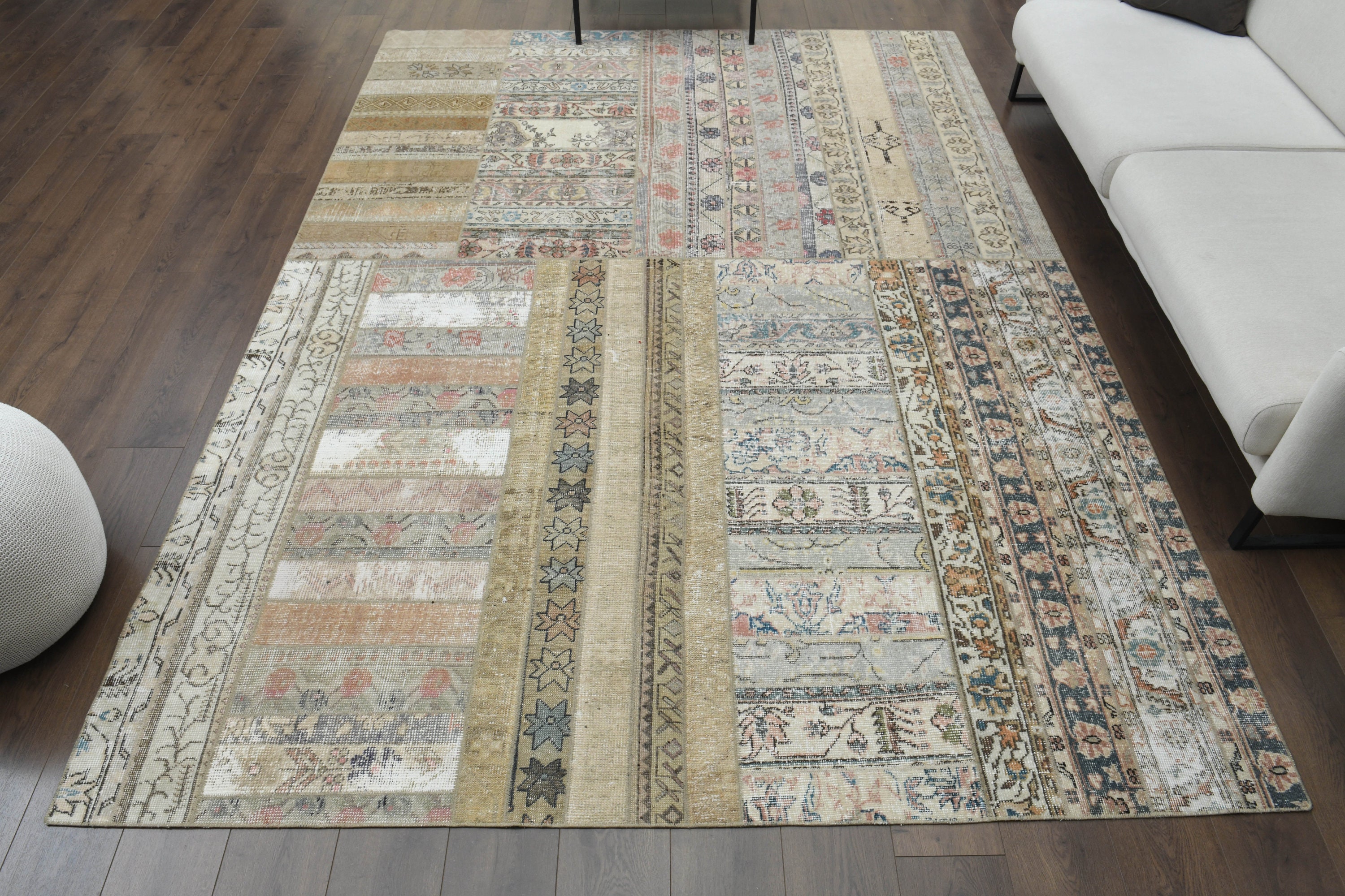 7x10 PATCHWORK Turkish Vintage Rug, Oushak Rug, Area Rug