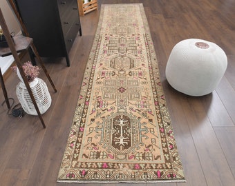 3x12 Runner, Vintage Runner, Oushak Runner, Handmade Wool Rug, Floral Hallway Rugs, Anatolia Farmhouse Decor One-of-a-Kind, Ethnic