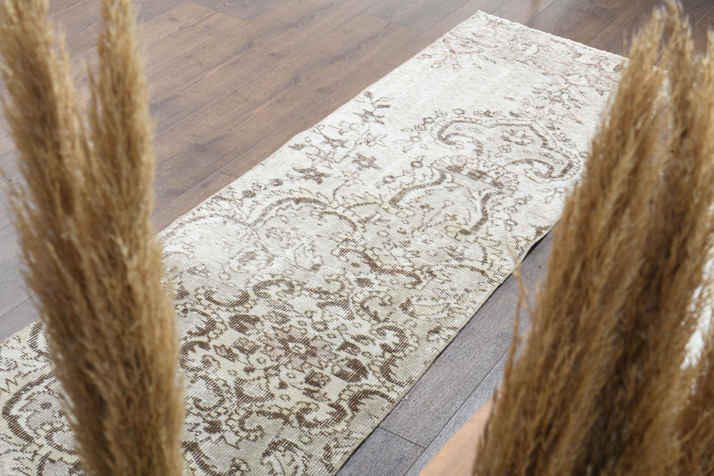 2 x 7フィート、ベージュのヴィンテージランナー、トルコ製ランナー