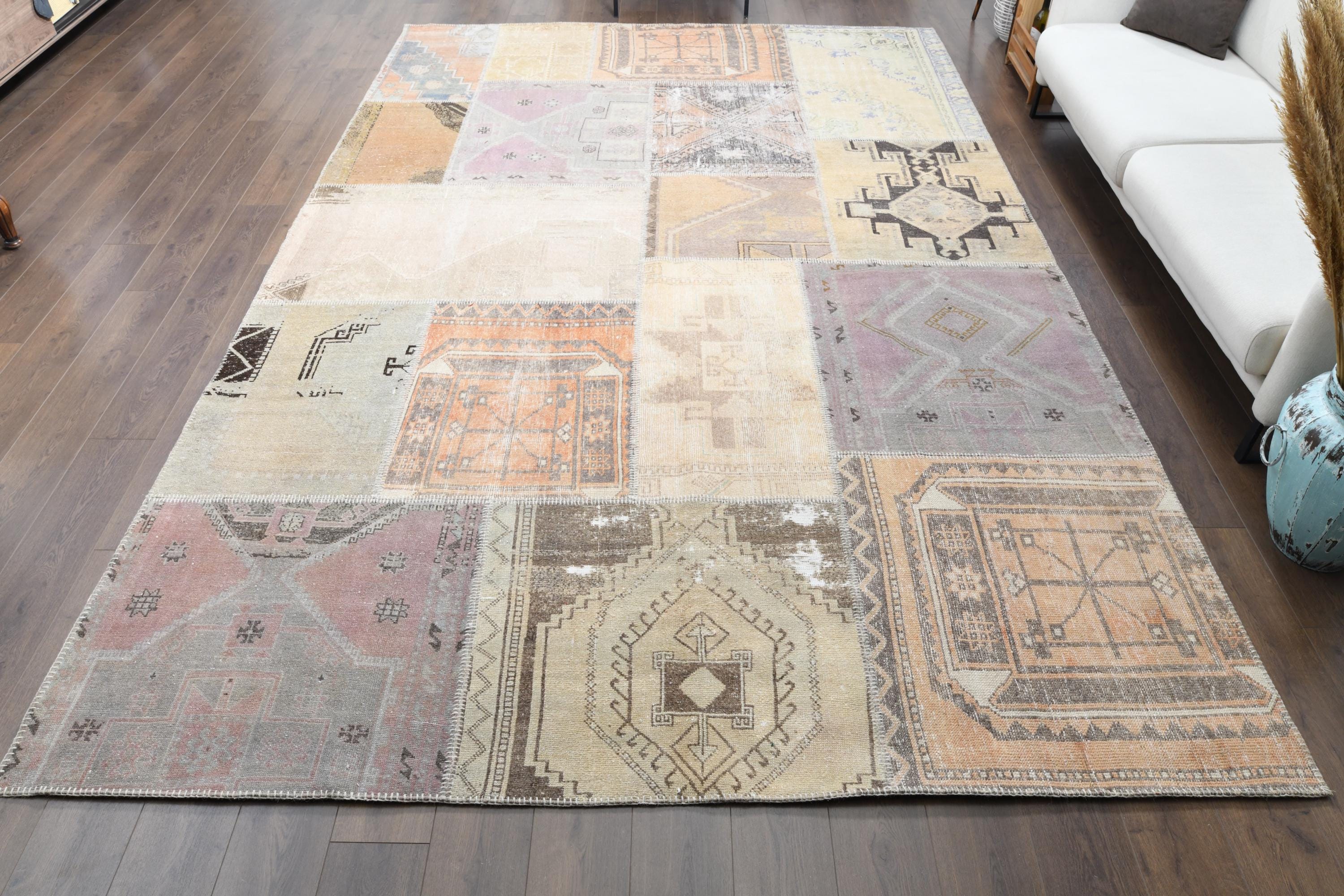 9x13 PATCHWORK Turkish Vintage Rug, Oushak Rug, Handmade Wool Rug