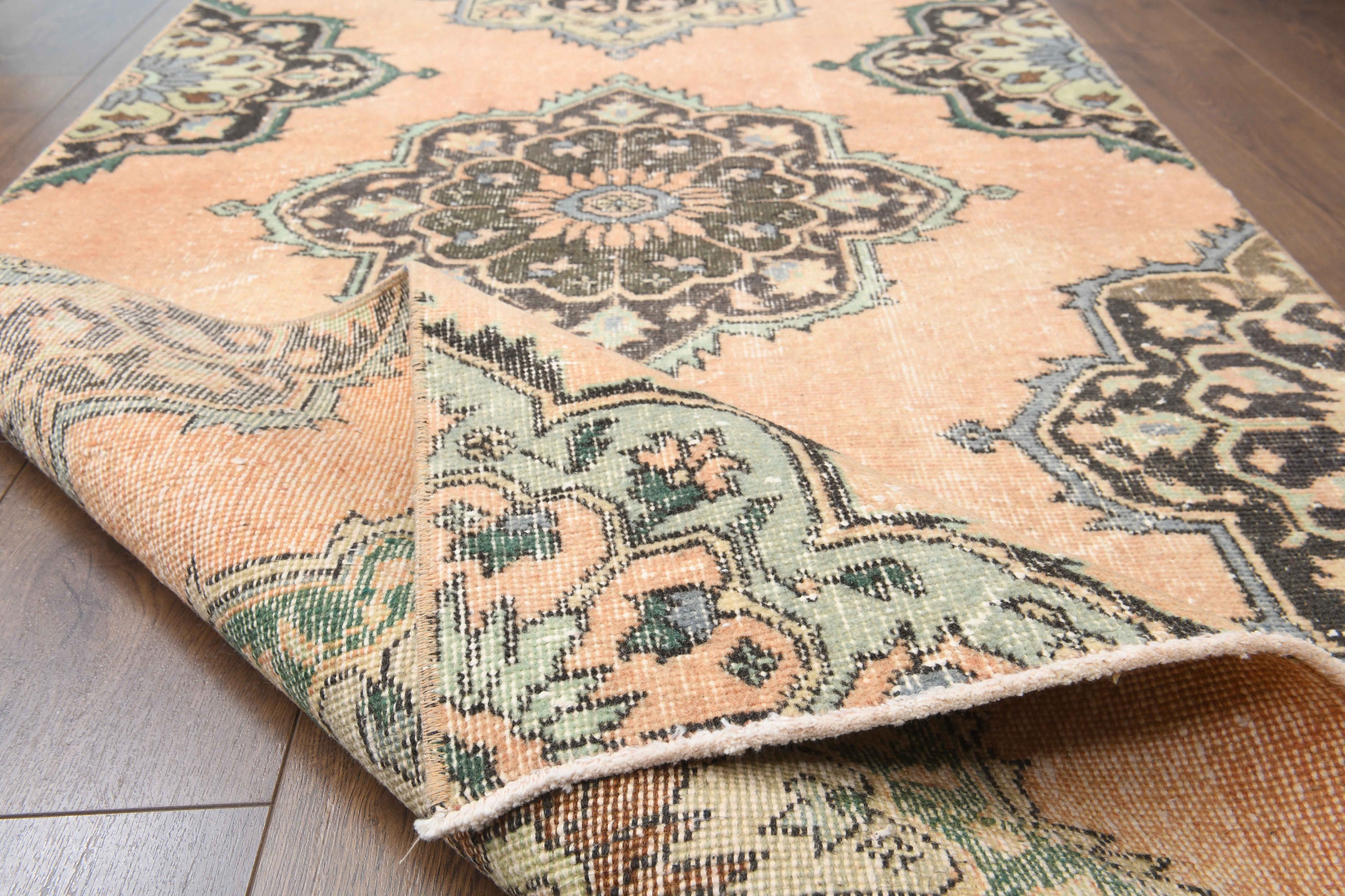 3'1x9'1フィート、トルコ製ヴィンテージランナー、手織りウールラグ