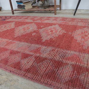 3x13 ROTER Vintage türkischer Oushak Teppichläufer, Handgeknüpfter Wollteppich, Flurteppich, Unikat, Anatolisch, Boho Dekor, Shabby Chic, Rote Teppiche
