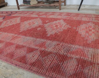 3x13 RED Vintage Turkish Oushak Runner, Hand-Knotted Wool Carpet, Hallway Rug, One-of-a-Kind, Anatolian, Boho Decor, Shabby Chic, Red Rugs