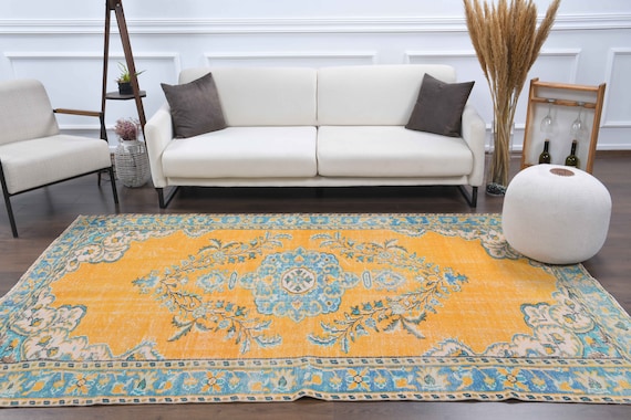 No.27 ヴィンテージラグ　L　トルコ　マット turkish rug 6x9 Vintage Turkish Rug, Oushak Handmade Wool Carpet, Oriental