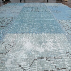 5x8 VINTAGE PATCHWORK Turkish Rug, Oushak Rug, Handmade Wool Rug, Blue Custom Area Rugs, Farmhouse Decor, One-of-a-Kind, Anatolian Carpet