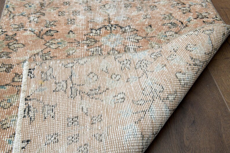 2x5 Turkish Vintage Oushak Runner, Oriental Orange Rugs, Handmade Wool