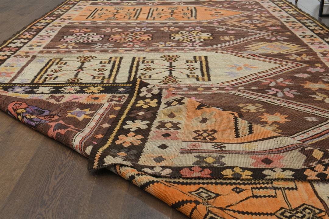 6x12 Rug 6x12 Turkish Vintage Rug, Oushak Kilim, Handmade Wool Large Area Rug ...