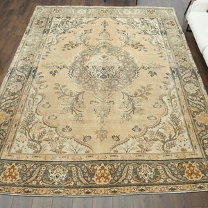 9x12 Original Oushak Turkish Rug, Antique Carpet, Handwoven Area Rug, Handmade Wool Rug, Farmhouse Decor, One-of-a-Kind, Rug for Dining Room