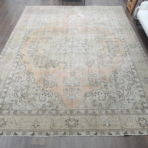 10x13 ft, ANTIQUE OVERSIZED RUG, Vintage Turkish Rug, Handmade Wool Rug, Faded Rug, Living Room Rug, Eclectic Rug, 10x12 Persian Style Rug