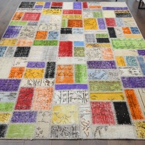 6x8 PATCHWORK Turkish Vintage Rug, Oushak Rug, Handmade Wool Rug, Colorful Custom Rugs, Farmhouse Decor, One-of-a-Kind, Anatolian Carpet