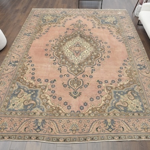 9x12 ORIENTAL PERSIAN RUG, Vintage Carpet, Oushak Rug, Handmade Wool Rug, Area Rugs, Farmhouse Decor, One-of-a-Kind, Boho Decor, Oversized