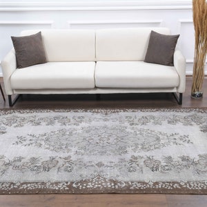 6x10 Vintage Turkish Oushak Handmade Wool Rug, Gray Area Rugs, Farmhouse Decor, One-of-a-Kind, Anatolian, Boho Decor, Ethnic Carpet