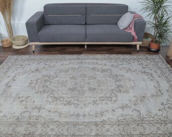 5x10 GRAY ORIENTAL Turkish Vintage Carpet, Oushak Handmade Wool Boho Decor Rug, Farmhouse Decor, One-of-a-Kind, Anatolian Turkey Rug