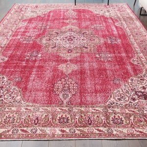 8x11 Persian Heriz Vintage Rug, Oushak Rug, Area Rug, Handmade Wool Rug, Rustic Oriental Carpet, Farmhouse Decor, One-of-a-Kind, Boho Decor