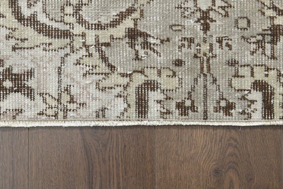 2 x 7フィート、ベージュのヴィンテージランナー、トルコ製ランナー