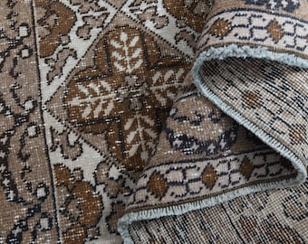6x8 Turkish Vintage Rug, Oushak Rug, Handmade Wool Rug, Green