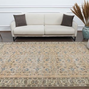 6x9 Vintage Turkish Rug, 6x9 Floral Rug, Hand Knotted Carpet, 6x9 Area Rug, Bohemian Large Rug, One-of-a-Kind Living Room Rug, Antique Rug