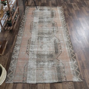 100x250 türkischer Vintage Läufer, Oushak Teppich Läufer, Geometrischer Roter Teppichläufer, Bauernhaus Teppich, Unikat, Anatolien