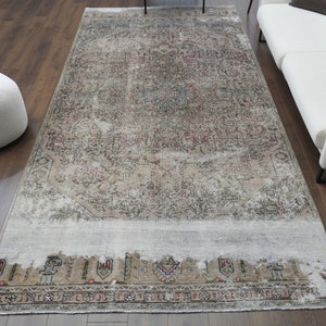 6x12 Turkish Vintage Oushak Rug, Area Rug, Handmade Wool Rug, Farmhouse Decor, Floral Ethnic Carpet, One-of-a-Kind, Rustic Home Gift