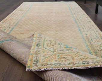 3'5x10'2 ft, WSPANIAŁY TURECKI BIEGNIK, Dywan wełniany Oushak, dywan do przedpokoju, dywan w stylu boho, chodnik 4x10, dywan zmywalny, brązowo-zielony