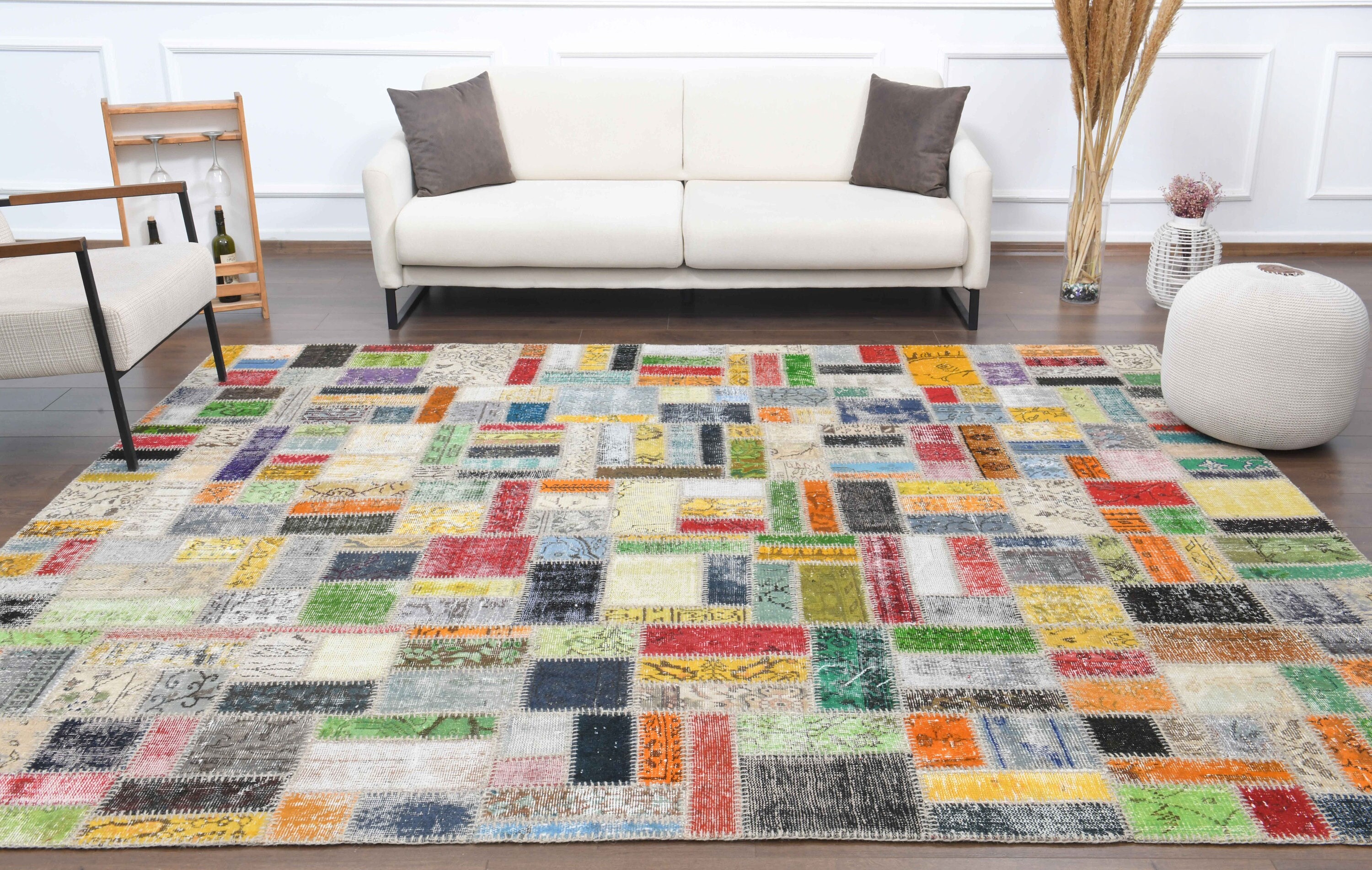【USA vintage】patchwork quilting rug mat 4 x 10 ft Vintage Patchworks Collection Rug Code 7221 | Lena