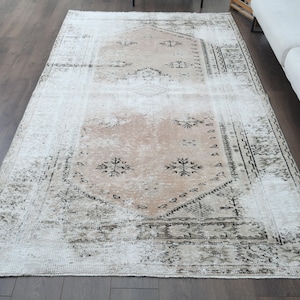 5x8 ANTIQUE Distressed Rug, Turkish Vintage Rug, Oushak Rug, Handmade Wool Rug, Rug for Living Room, Area Rugs, Home Decor, One-of-a-Kind