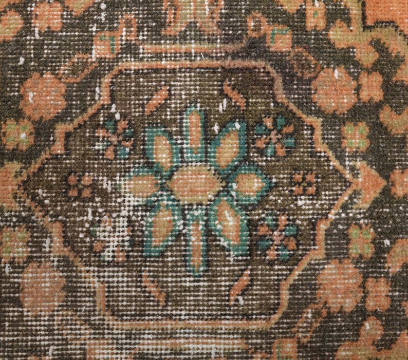 Oriental Orange Hallway Rugs 3x12 Turkish Vintage Runner Farmhouse Decor Oushak Handmade Wool Runner Rug One-of-a-Kind Anatolian