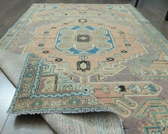 4'2x6'3 ft, Heirloom Pastel Vintage Carpet, Turkish Oushak Rug, Handmade Wool Rug, Area Rug, Oriental Rugs, Farmhouse Decor, One-of-a-Kind