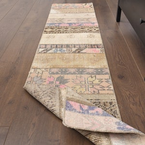 1&#39;4x6&#39;3 ft, NARROW VINTAGE RUNNER, Turkish Oushak Runner, Handmade Wool Rug, Neutral Kitchen Hallway Rug, Farmhouse Decor, Neutral Runner
