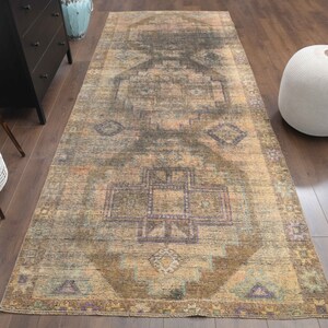 4x11 Turkish Antique Runner, Oushak Runner, Handmade Wool Rug, Orange Hallway Rugs, Farmhouse Decor, One-of-a-Kind, Made in Anatolia, Carpet