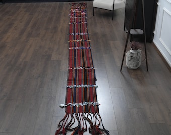 1'4x25'4 ft, NARROW LONG RUNNER, Oushak Handmade Wool Rug, Bohemian Rug, One-of-a-Kind, Made in Turkey, Hallway Rugs, Washable Rug, Star Rug