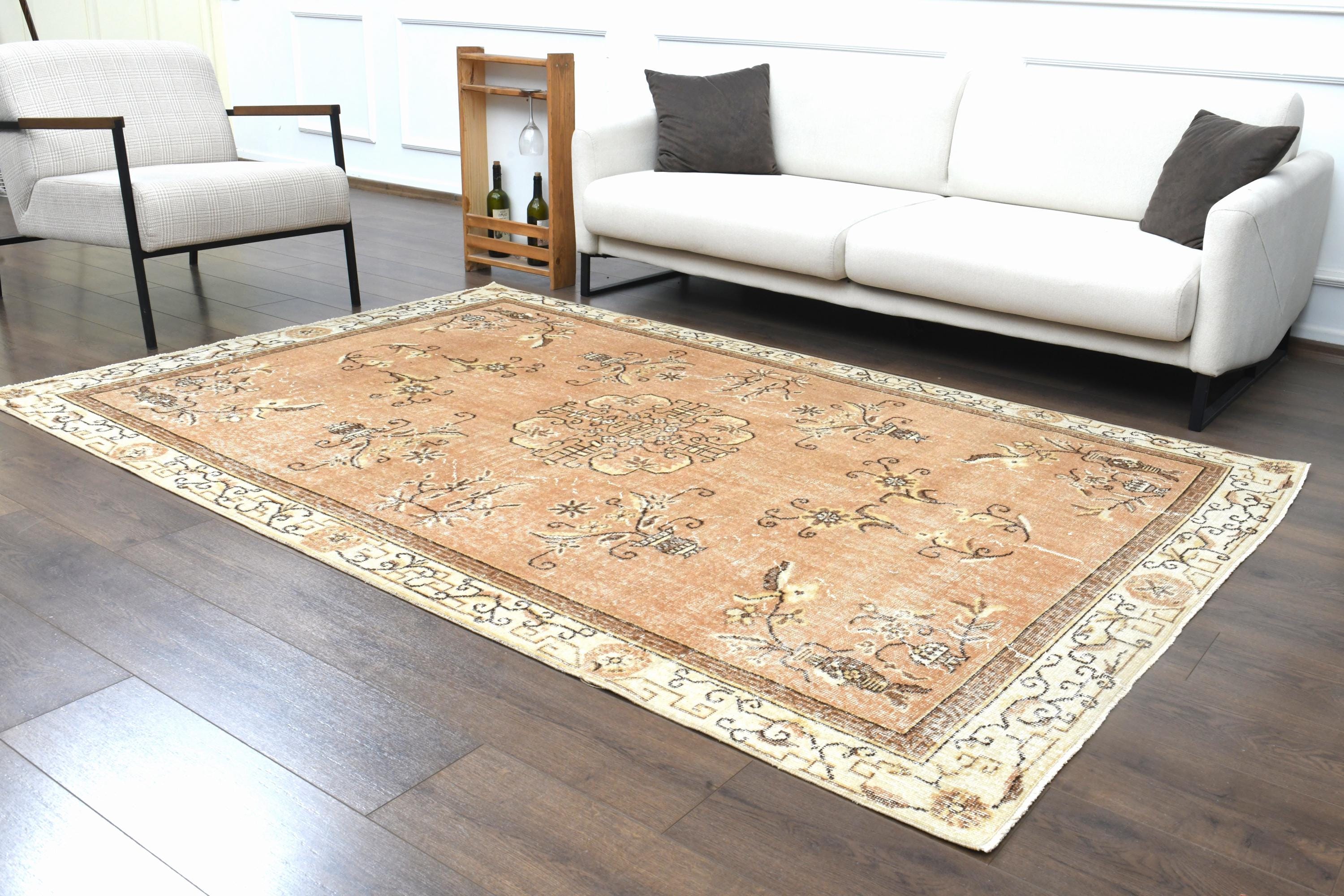 45.5/75 "Bistro” ViNTAGE TURKiSH RUG 5x8 VINTAGE TURKISH Area Rug, Handmade Wool Rug, Farmhouse