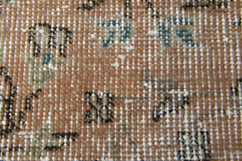 2x5 Turkish Vintage Oushak Runner, Oriental Orange Rugs, Handmade Wool