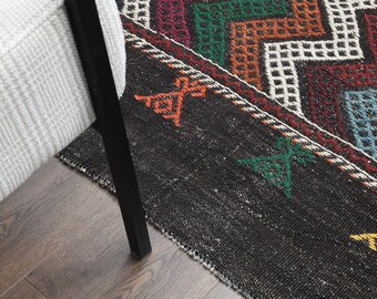 60×104 \"zig-zag” ViNTAGE TURKiSH RUG 7x10 ZIGZAG Vintage Turkish KILIM Area Rug, Oushak Handmade