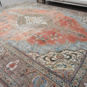 10x13 Vintage Red Rug, Turkish Area Rug, Medallion Rug, Oriental Rug, Handmade Rug, Unique Rug, Boho Decor, One-of-a-kind, Living Room Rug