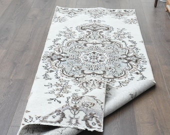 2.2x6.4 ft, HOME DECOR IDEA Turkish Vintage Short Runner Rug, Wool Handmade Oushak Runner, Kitchen Decor, Hallway Decor, Stair Decor, Star