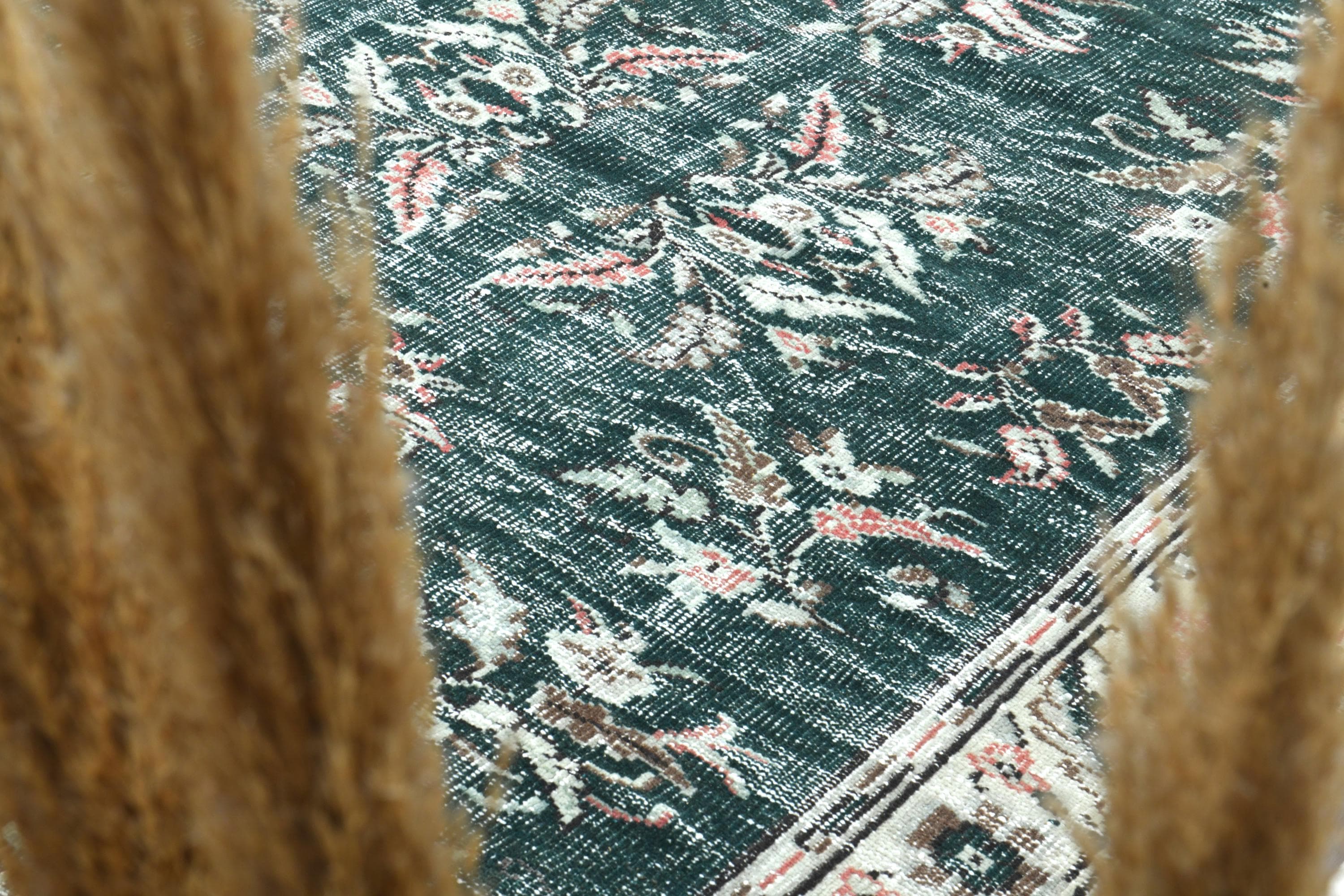 6x8 Turkish Vintage Rug, Oushak Rug, Handmade Wool Rug, Green
