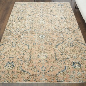 6x9 Vintage Turkish Carpet, Oushak Rug, Handmade Wool Rug, Orange Floral Rugs, Area Rugs, Farmhouse Decor, One-of-a-Kind, Rustic Home Decor